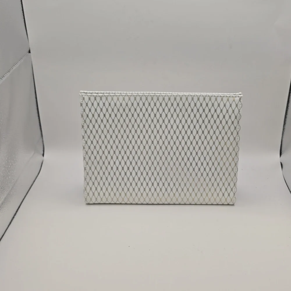 New Yves Saint Laurent YSL Beaute Pouch white & gold faux leather Case toiletry